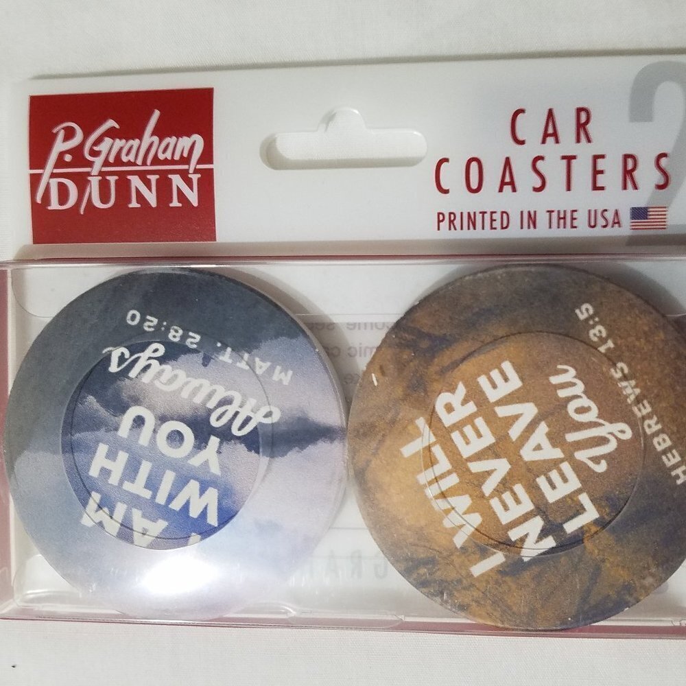 Car Coasters U.S.A. Ceramic Scripture "I am with you always" I will never leave